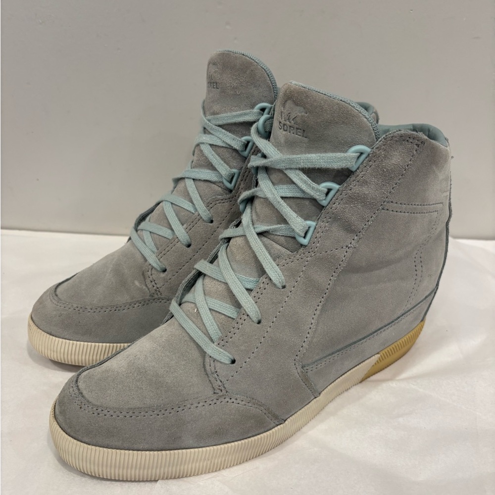 Sorel Women's Light Gray Suede High-Top Sneakers